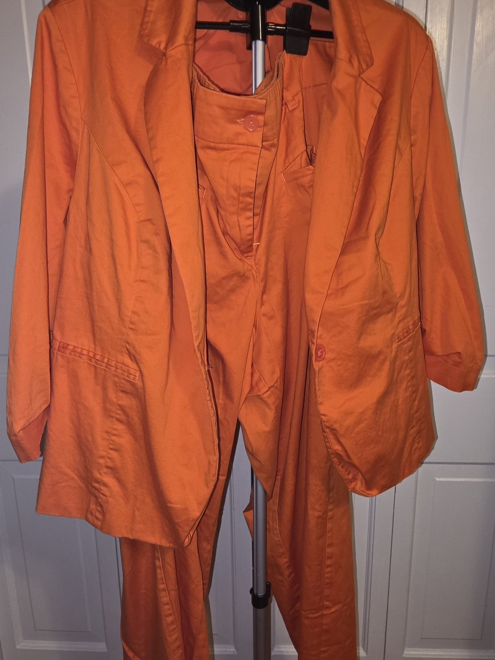 Cato Women's Vibrant Orange Pantsuit Blazer & Trousers